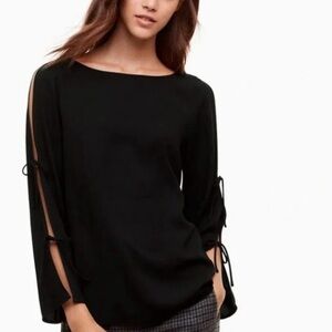 Aritzia Wilfred Pozzi Black Blouse with Tie Accents